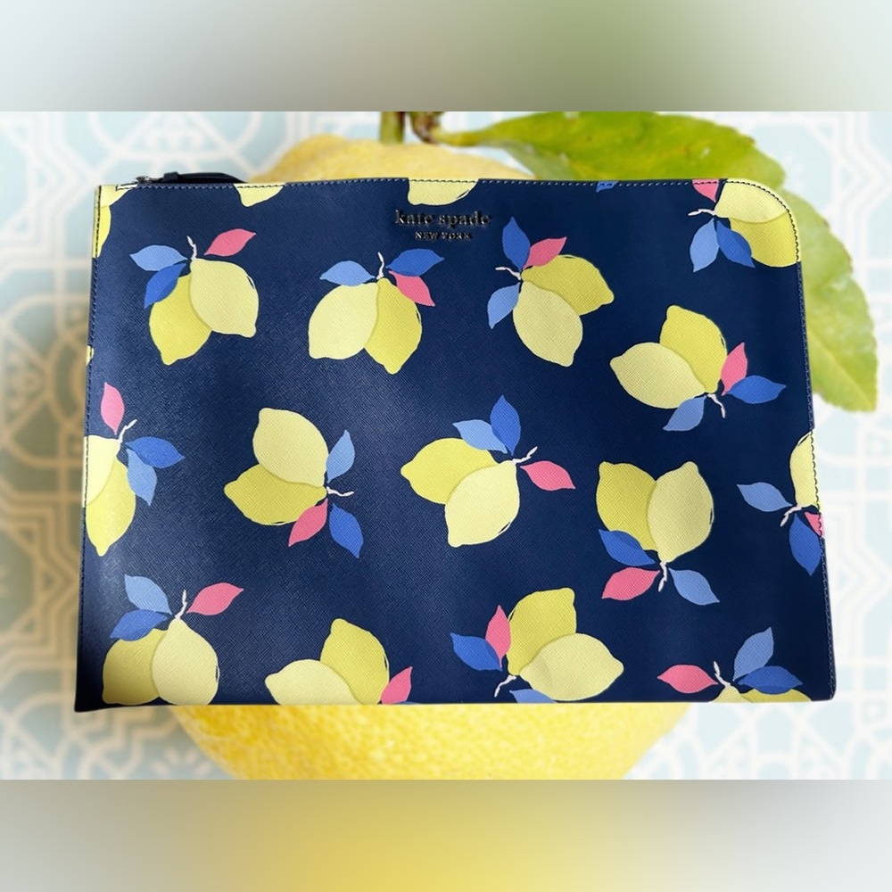 Kate Spade Cameron Lemon Zest L-Zip Laptop Sleeve NWOT
